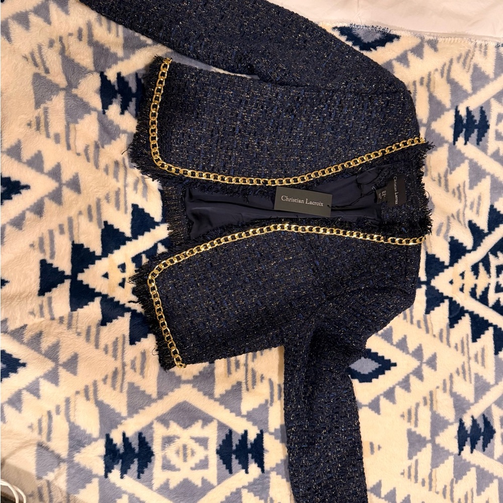 NWT Christian Lacroix Navy Jacket with Gold Chain Detail